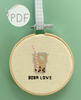 Boba Love Mini Cross Stitch Pattern