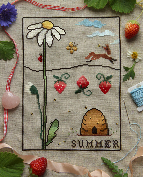 Strawberry Season Cross Stitch Sampler Pattern