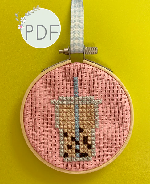 Bubble Tea Mini Cross Stitch Pattern