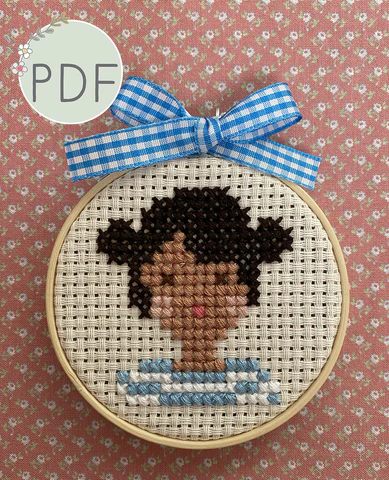 Stripey Girl Mini Cross Stitch Pattern