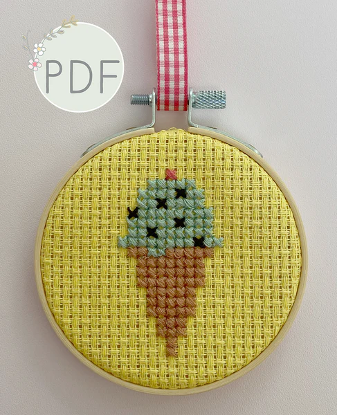 Ice Cream Cone Mini Cross Stitch Pattern