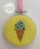 Ice Cream Cone Mini Cross Stitch Pattern