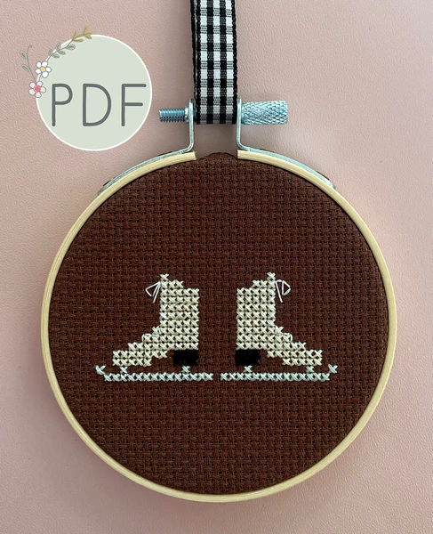 Ice Skates Mini Cross Stitch Pattern