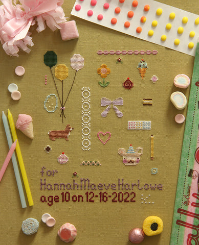 Birthday Girl Cross Stitch Sampler Pattern