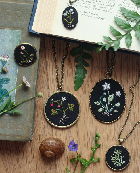 Flower and Frond Embroidered Jewelry Kit