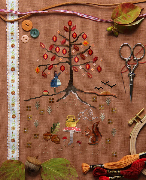 The Leaves by Hundreds Came Cross Stitch Sampler Kit