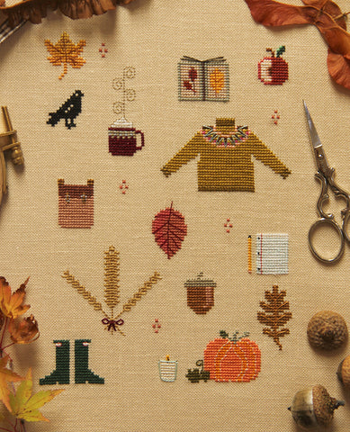 Things of Autumn Cross Stitch Sampler Pattern